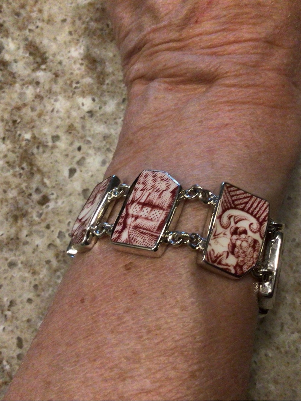 Vintage Jessica Lee Artisan Sterling Silver Ceramic
Porcelain bracelet.